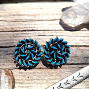 Collectable Zuni needlepoint stud earrings